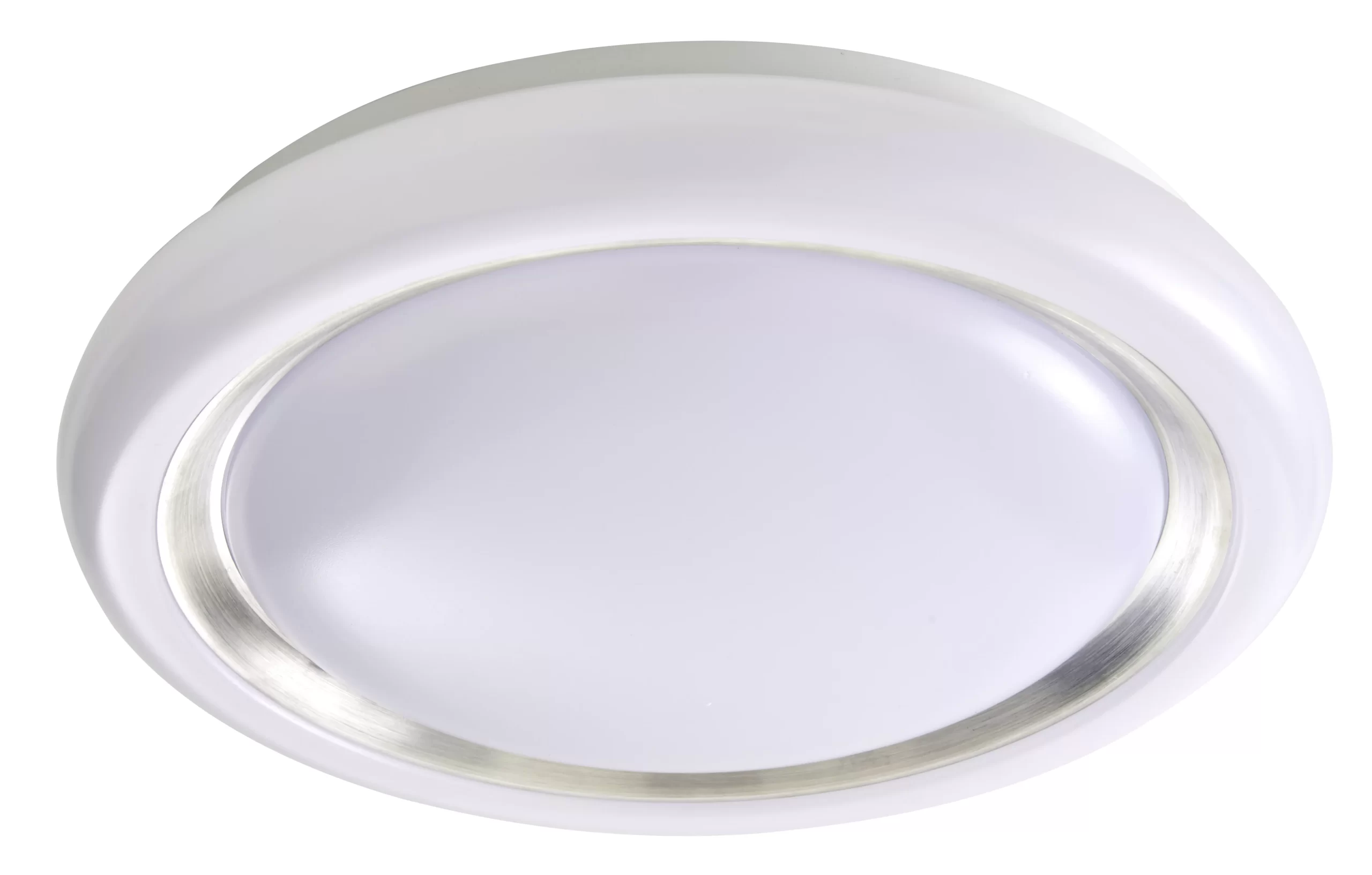 GoodHome Iris Round Brushed Metal & Plastic White Ceiling Light 4 GoodHome Iris Round Brushed Metal & Plastic White Ceiling Light - Image 2