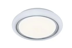 GoodHome Iris Round Brushed Metal & Plastic White Ceiling Light