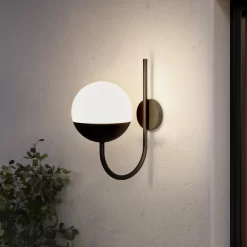 GoodHome Jarrow Fixed Matt Black Mains-powered Outdoor Wall Light (Dia)20.5cm