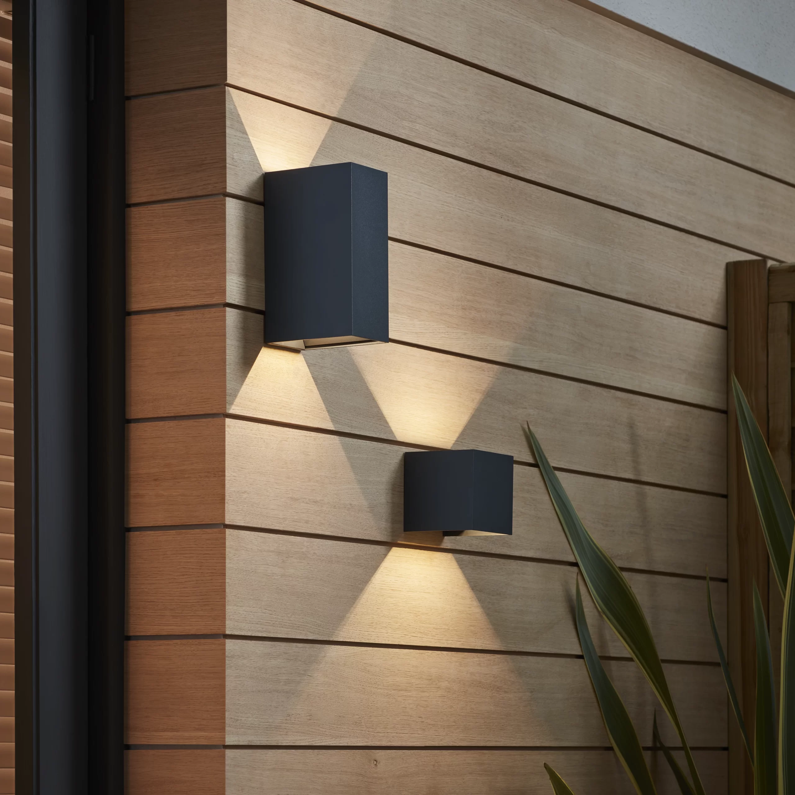 GoodHome Katsura Adjustable Matt Dark Grey Mains-powered Integrated LED Outdoor Double Rectangular Wall Light 712lm 3 GoodHome Katsura Adjustable Matt Dark Grey Mains-powered Integrated LED Outdoor Double Rectangular Wall Light 712lm
