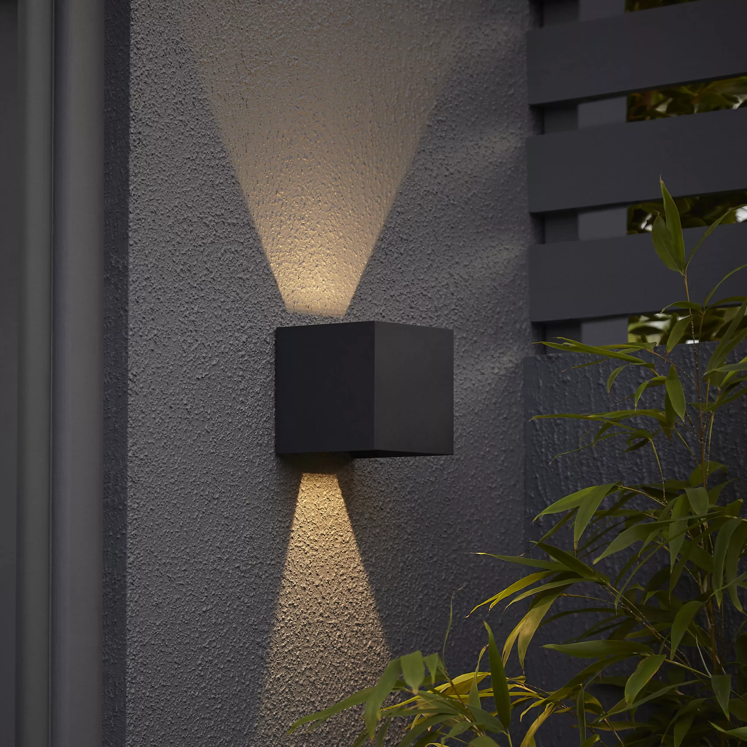 GoodHome Katsura Adjustable Matt Dark Grey Mains-powered Integrated LED Outdoor Double Square Wall Light 814lm 3 GoodHome Katsura Adjustable Matt Dark Grey Mains-powered Integrated LED Outdoor Double Square Wall Light 814lm