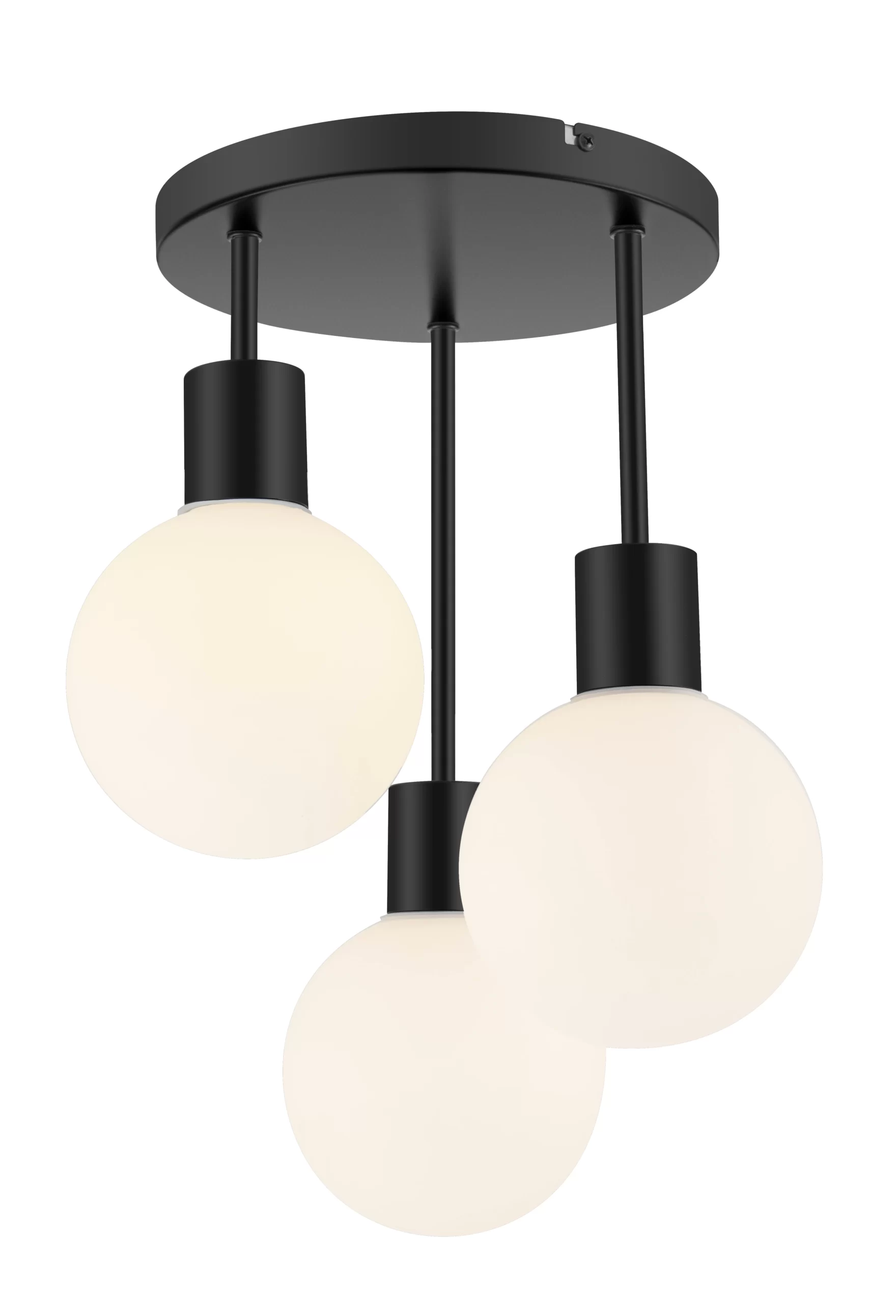 GoodHome LOGNES Round Matt Glass & Metal Matt Black 3 Lamp Ceiling Light 3 GoodHome LOGNES Round Matt Glass & Metal Matt Black 3 Lamp Ceiling Light