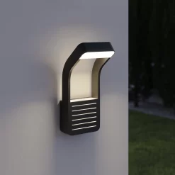 GoodHome Majorca Fixed Matt Black Mains-powered Integrated LED Outdoor Wall Light 650lm