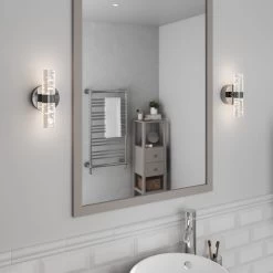 GoodHome Myvat Bubble Silver Chrome Effect Double Bathroom Wired Wall Light