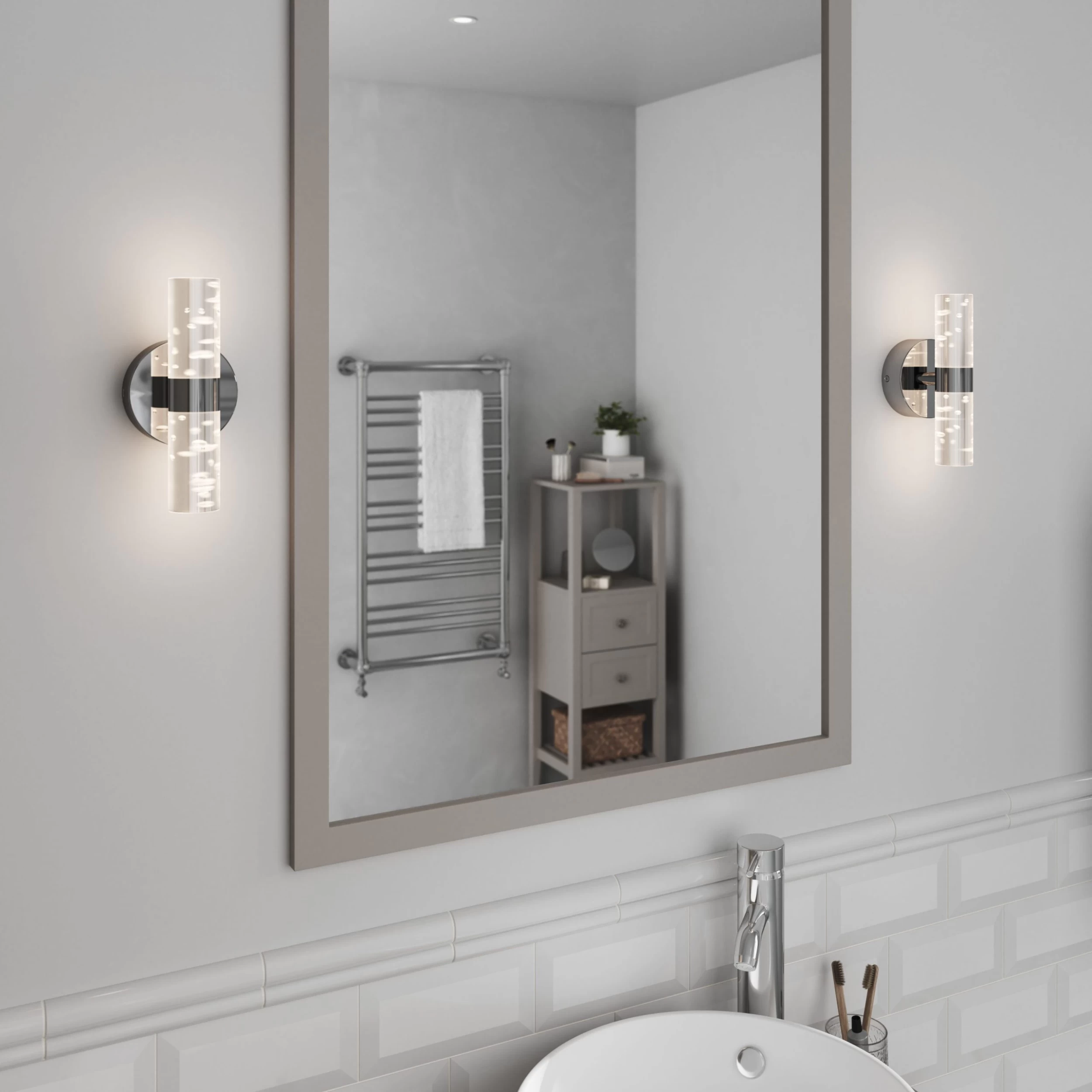 GoodHome Myvat Bubble Silver Chrome Effect Double Bathroom Wired Wall Light 3 GoodHome Myvat Bubble Silver Chrome Effect Double Bathroom Wired Wall Light