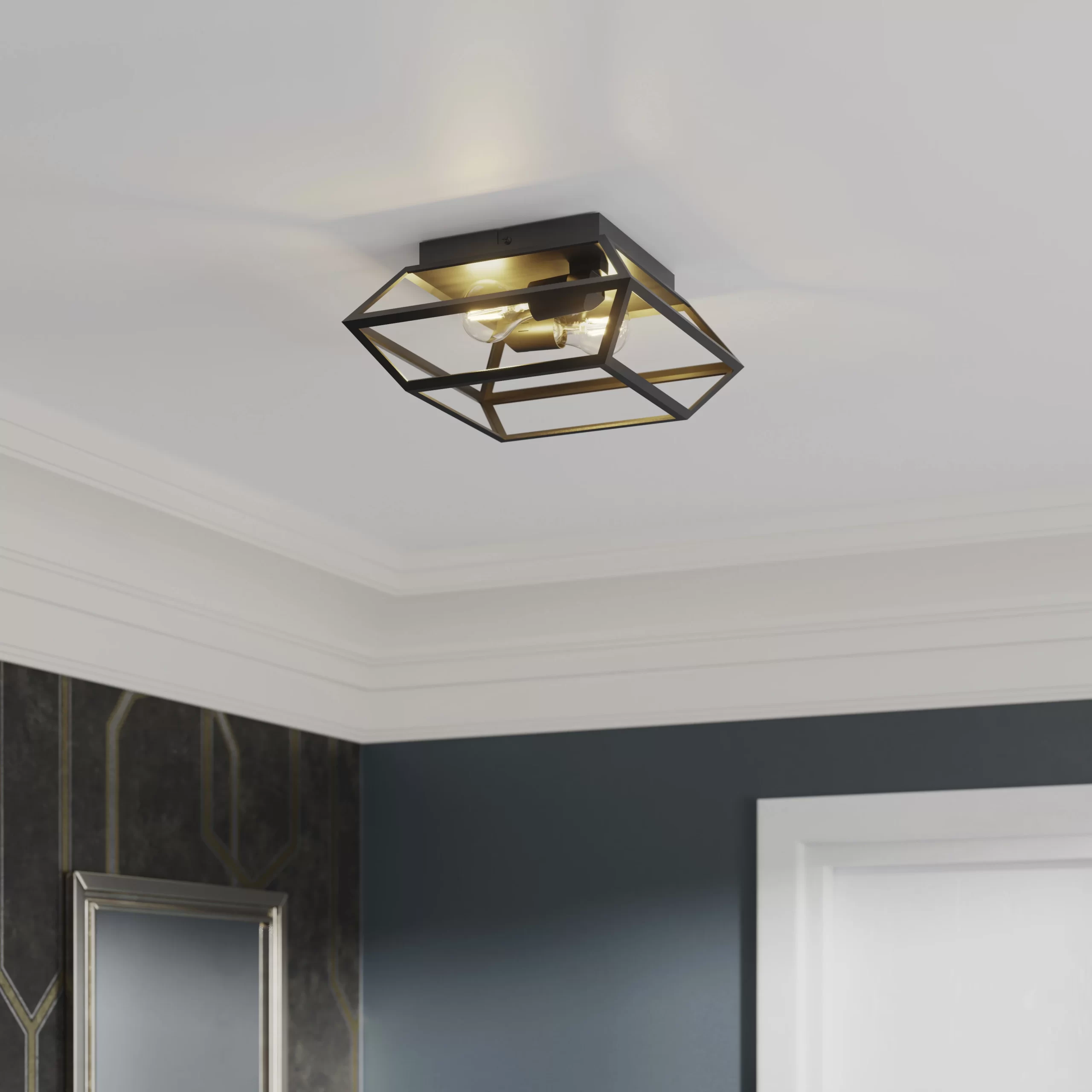 GoodHome Nantan Square Matt Metal Matt Black 2 Lamp Ceiling Light 4 GoodHome Nantan Square Matt Metal Matt Black 2 Lamp Ceiling Light - Image 2