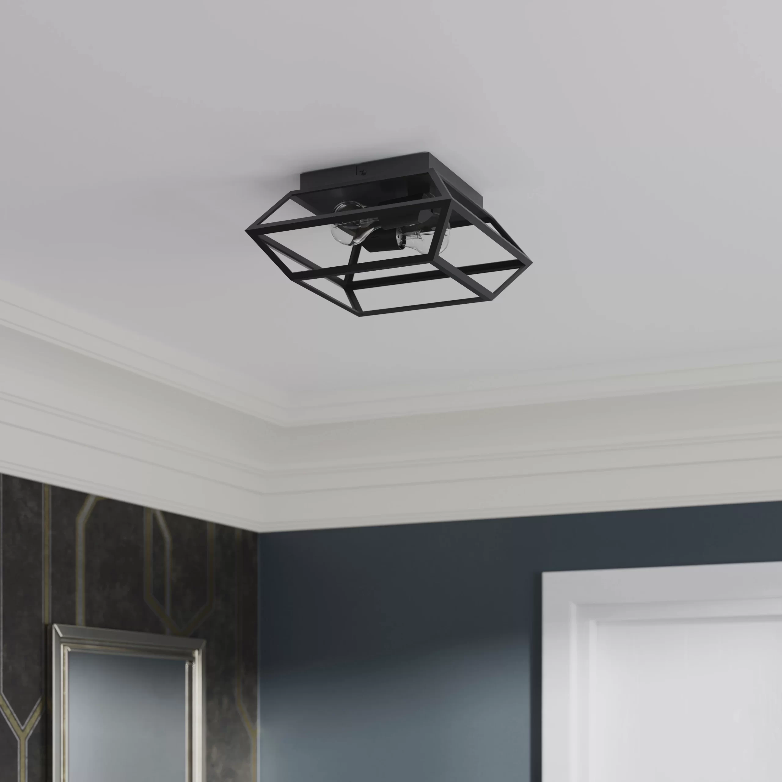 GoodHome Nantan Square Matt Metal Matt Black 2 Lamp Ceiling Light 7 GoodHome Nantan Square Matt Metal Matt Black 2 Lamp Ceiling Light - Image 5