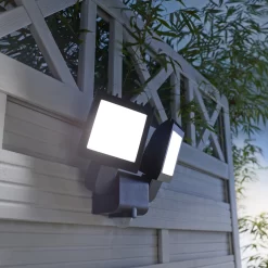 GoodHome Parksville AR0218-2B Black Mains-powered Cool White Outdoor LED PIR Floodlight 2600lm