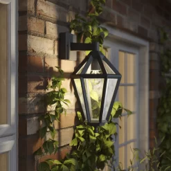 GoodHome Radley Fixed Matt Black Mains-powered Outdoor Down Wall Light