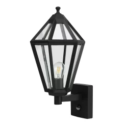 GoodHome Radley Fixed Matt Black PIR Motion Sensor Outdoor Wall Light 25W