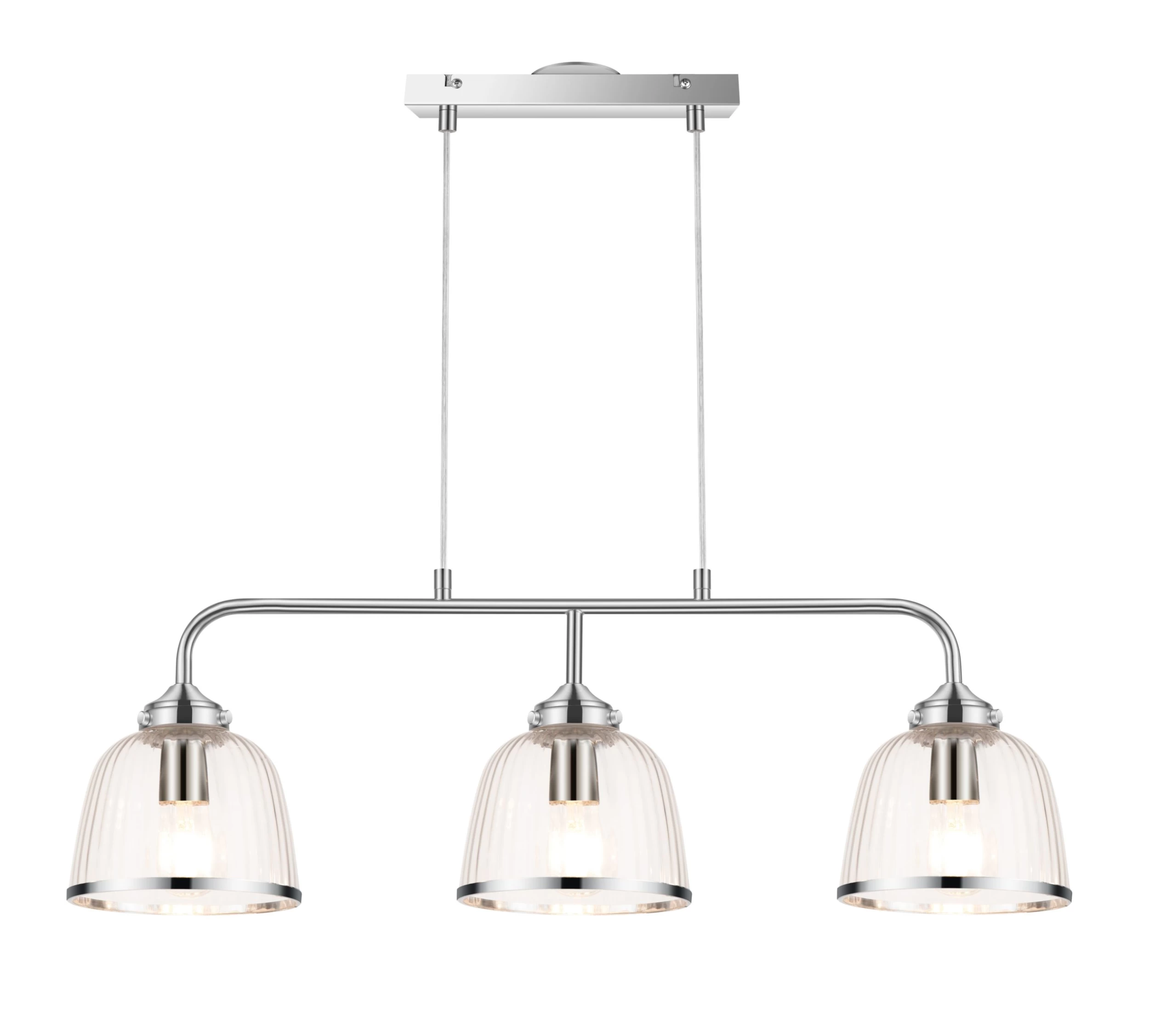 GoodHome Rothwell Bar Clear Chrome Effect 3 Lamp Pendant Ceiling Light 3 GoodHome Rothwell Bar Clear Chrome Effect 3 Lamp Pendant Ceiling Light