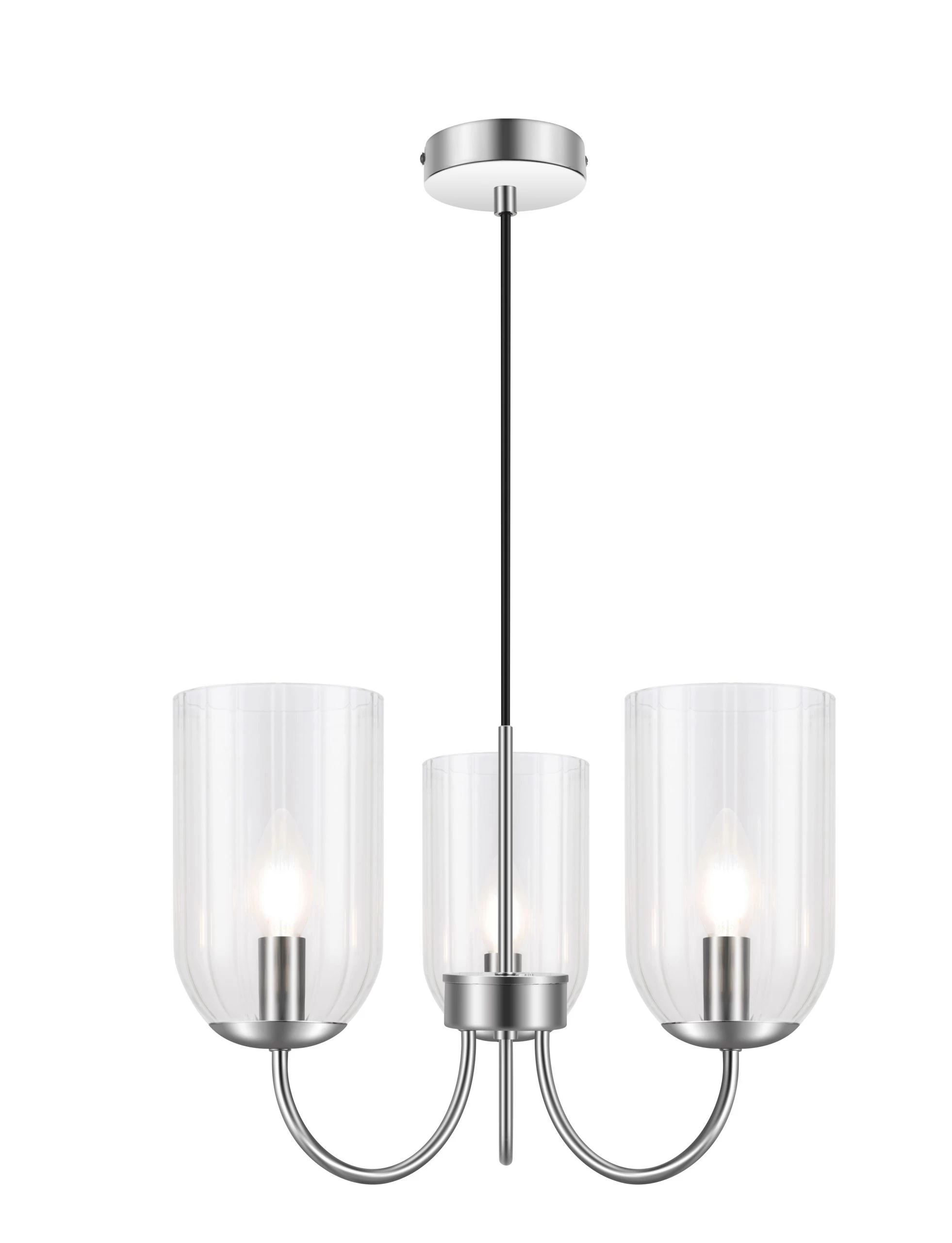GoodHome Salford Round Clear Chrome Effect 3 Lamp Pendant Ceiling Light, (Dia)470mm 3 GoodHome Salford Round Clear Chrome Effect 3 Lamp Pendant Ceiling Light, (Dia)470mm