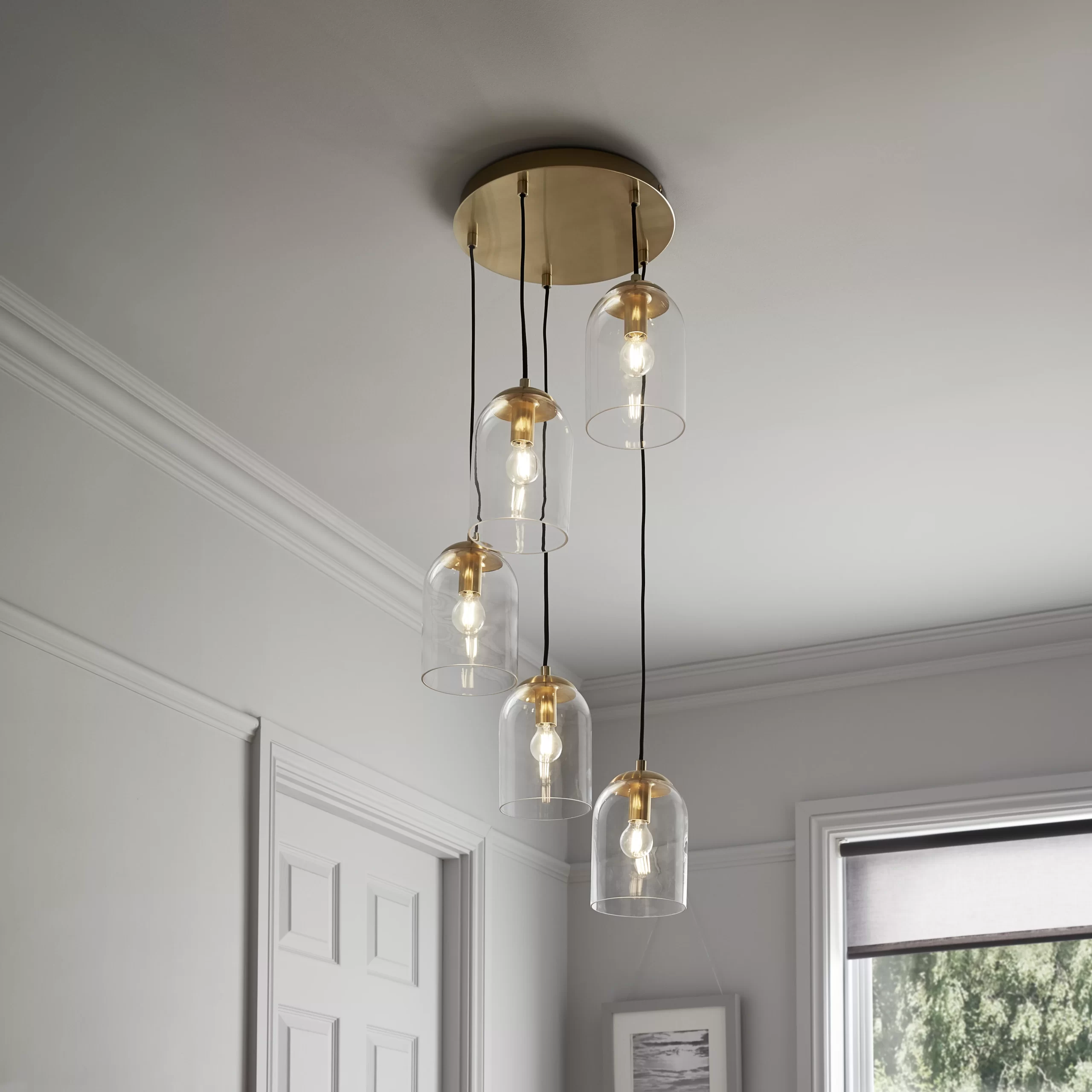 GoodHome Thestias Brass Effect 5 Lamp Pendant Ceiling Light, (Dia)380mm 3 GoodHome Thestias Brass Effect 5 Lamp Pendant Ceiling Light, (Dia)380mm