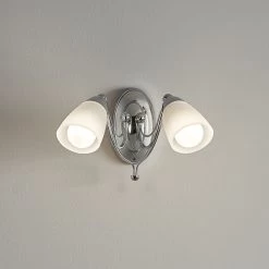 GoodHome Trivia Chrome Effect Double Wall Light