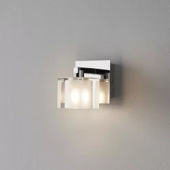 GoodHome Vergam Clear & Grey Chrome Effect Wall Light