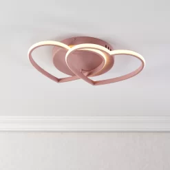 Heart Gloss Steel Pink Ceiling Light