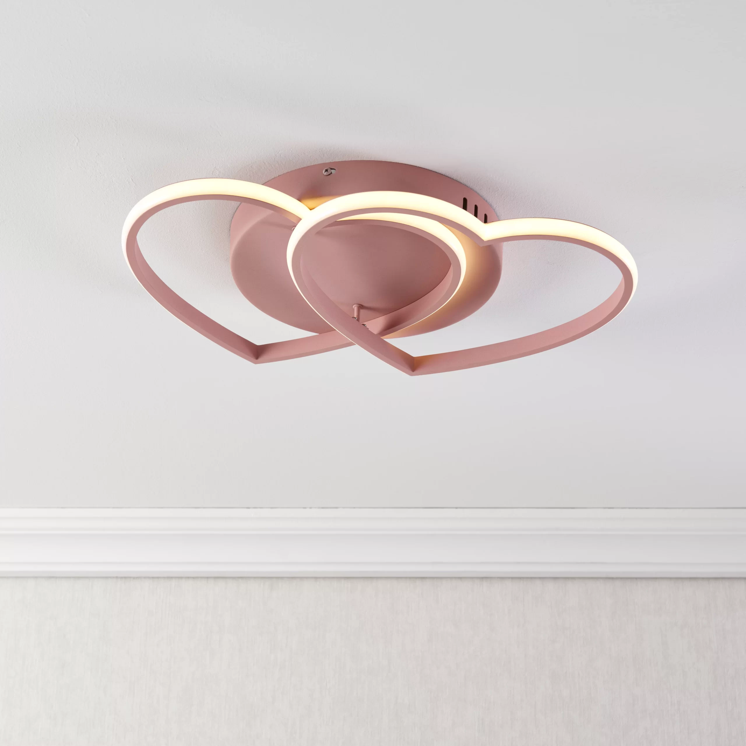 Heart Gloss Steel Pink Ceiling Light 3 Heart Gloss Steel Pink Ceiling Light