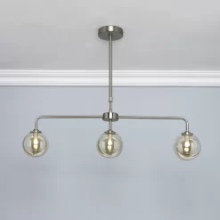 Inlight Agile Satin Champagne Nickel Effect Pendant Ceiling Light, (Dia)800mm