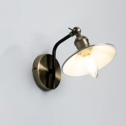 Inlight Bureau Satin Nickel Antique Brass Effect Wired Wall Light