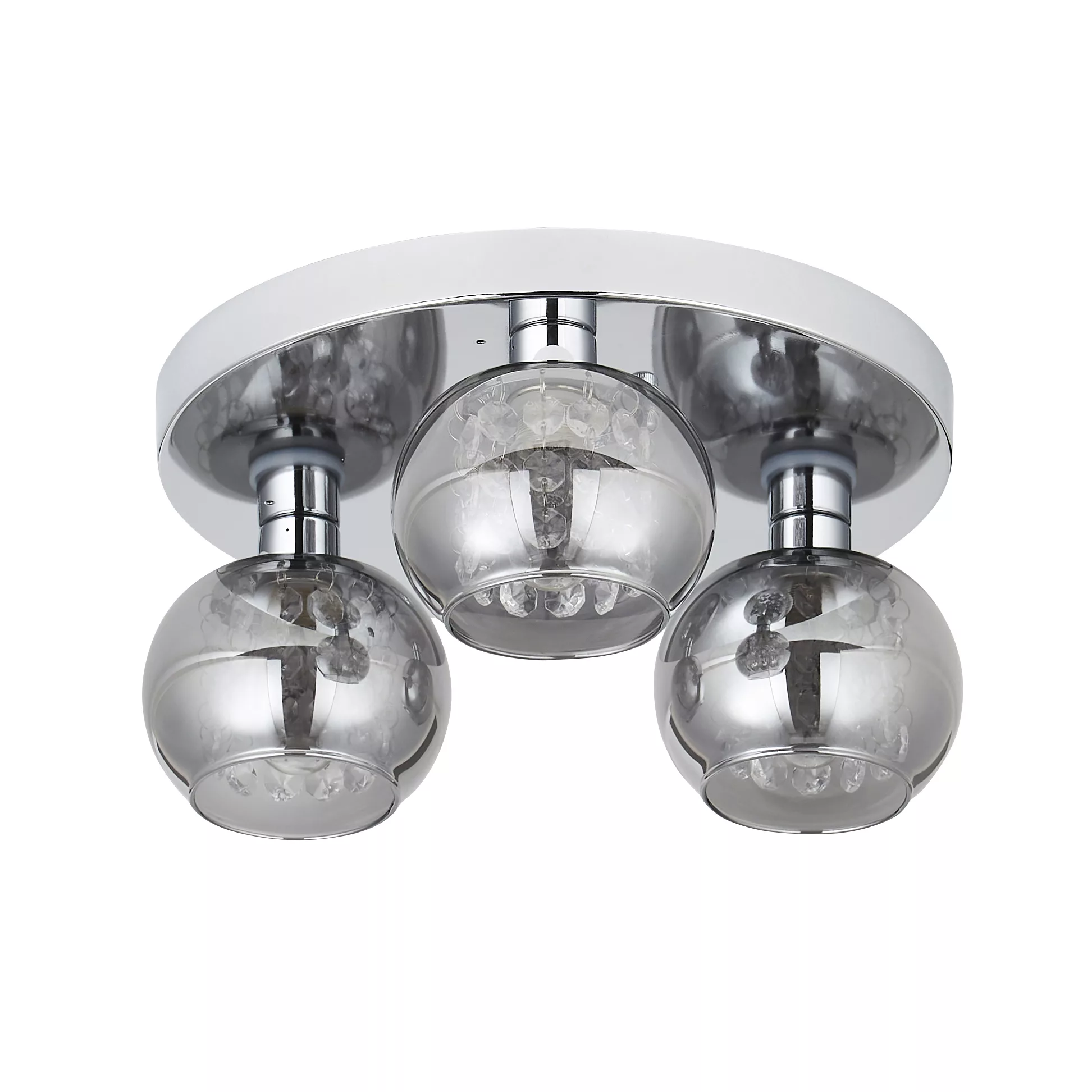 Inlight Guava Beaded Glass & Steel Chrome & Smoked Glass Effect 3 Lamp Bathroom LED Ceiling Light 6 Inlight Guava Beaded Glass & Steel Chrome & Smoked Glass Effect 3 Lamp Bathroom LED Ceiling Light - Image 4