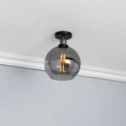 Inlight Mebel Brushed Satin Glass & Metal Antique Brass Effect Ceiling Light