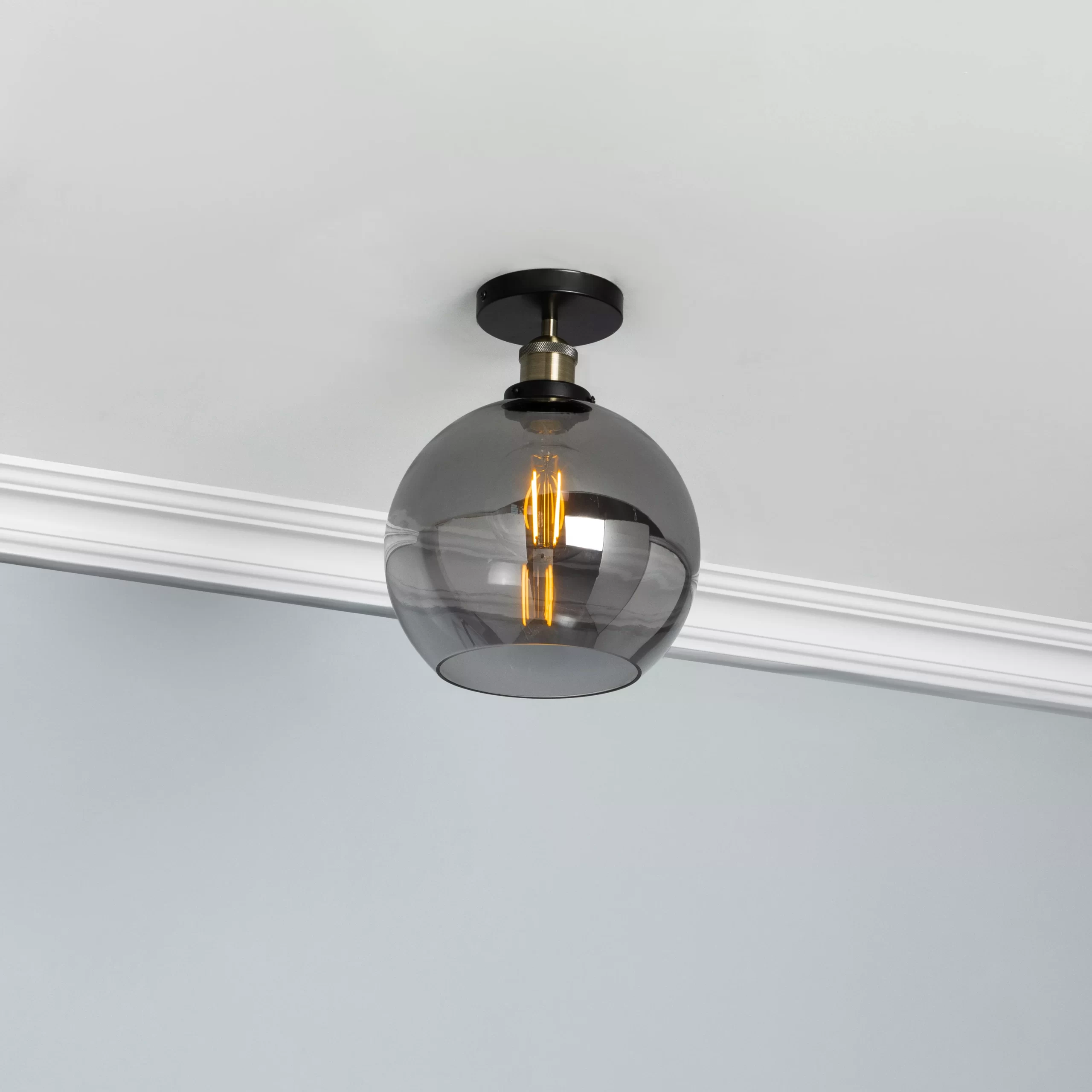 Inlight Mebel Brushed Satin Glass & Metal Antique Brass Effect Ceiling Light 3 Inlight Mebel Brushed Satin Glass & Metal Antique Brass Effect Ceiling Light