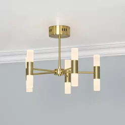 Inlight Rosa Satin Glass & Metal Brass Effect Ceiling Light