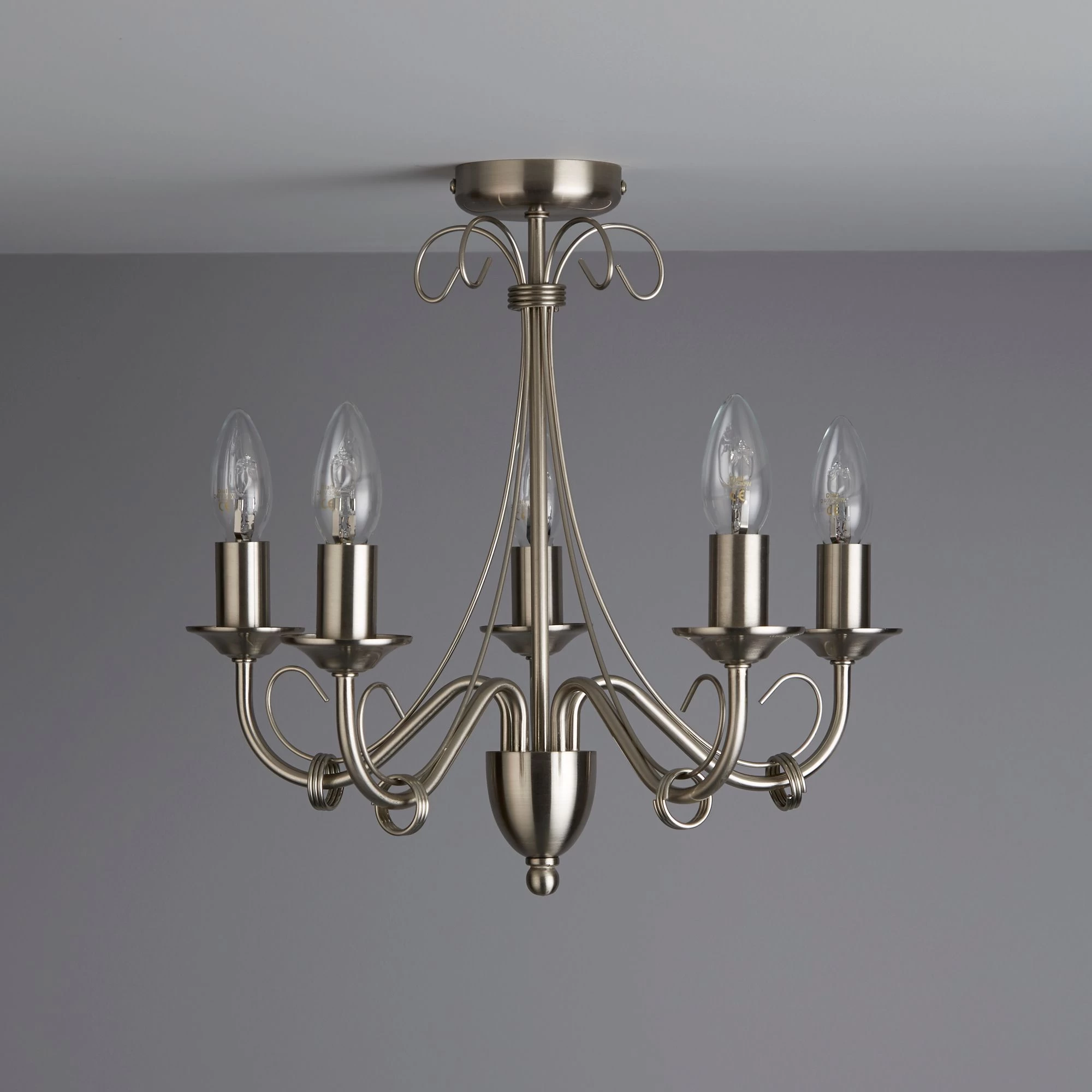 Inuus Chandelier Chrome Effect 5 Lamp Ceiling Light 4 Inuus Chandelier Chrome Effect 5 Lamp Ceiling Light - Image 2