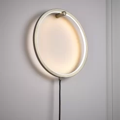 Iris Satin Silver Effect Plug-in Wall Light