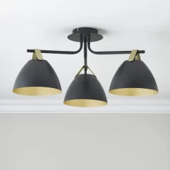 Koby Matt Steel Black 3 Lamp Ceiling Light