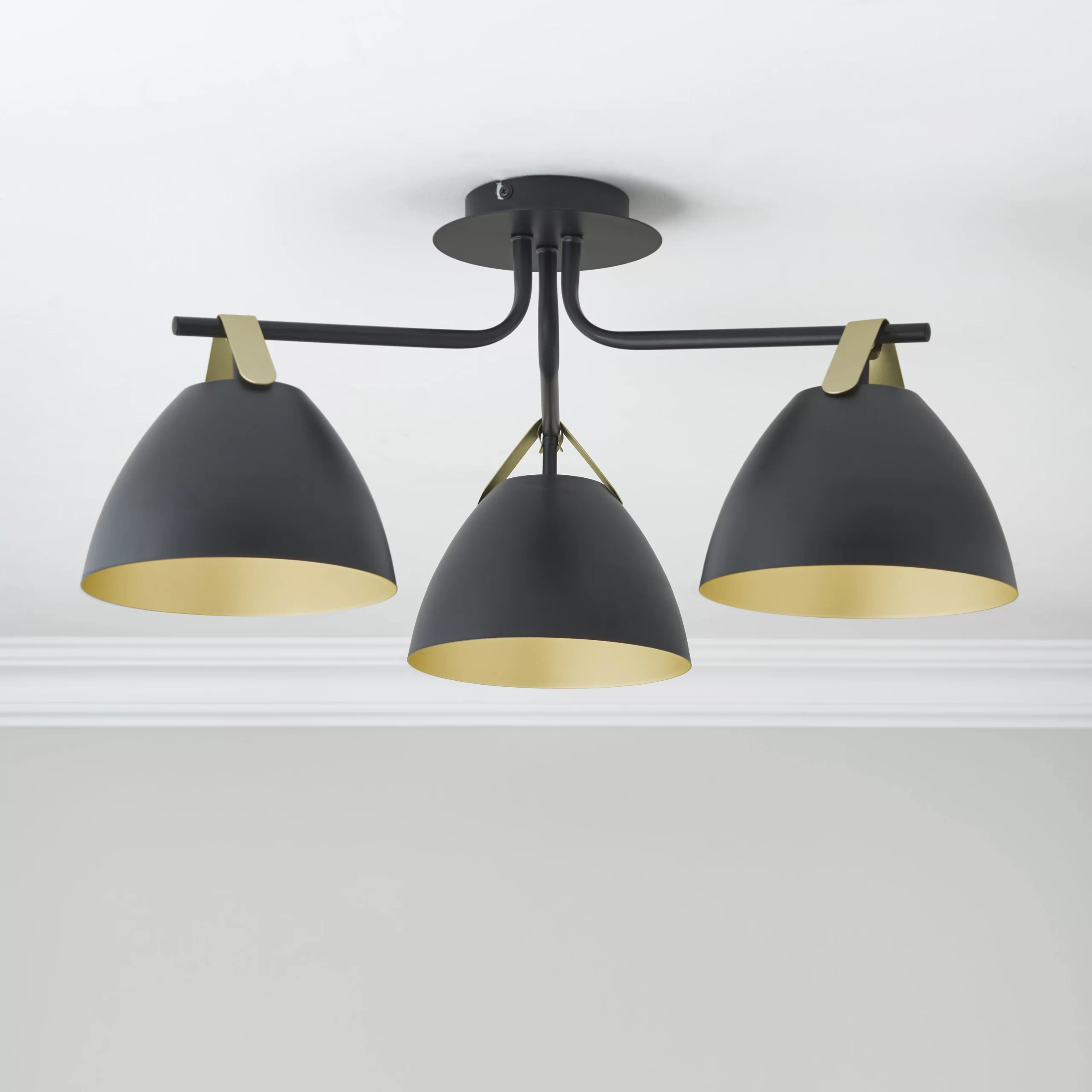 Koby Matt Steel Black 3 Lamp Ceiling Light 3 Koby Matt Steel Black 3 Lamp Ceiling Light