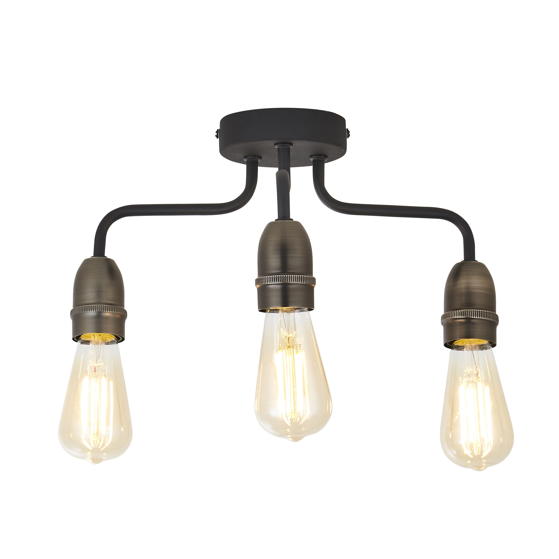 KYAT Matt Black & Bronze 3 Lamp Ceiling Light 6 KYAT Matt Black & Bronze 3 Lamp Ceiling Light - Image 4