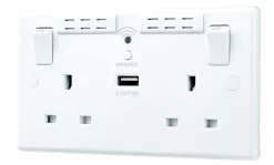 LAP White 13A Raised Slim Switched Double WiFi Extender Socket With USB