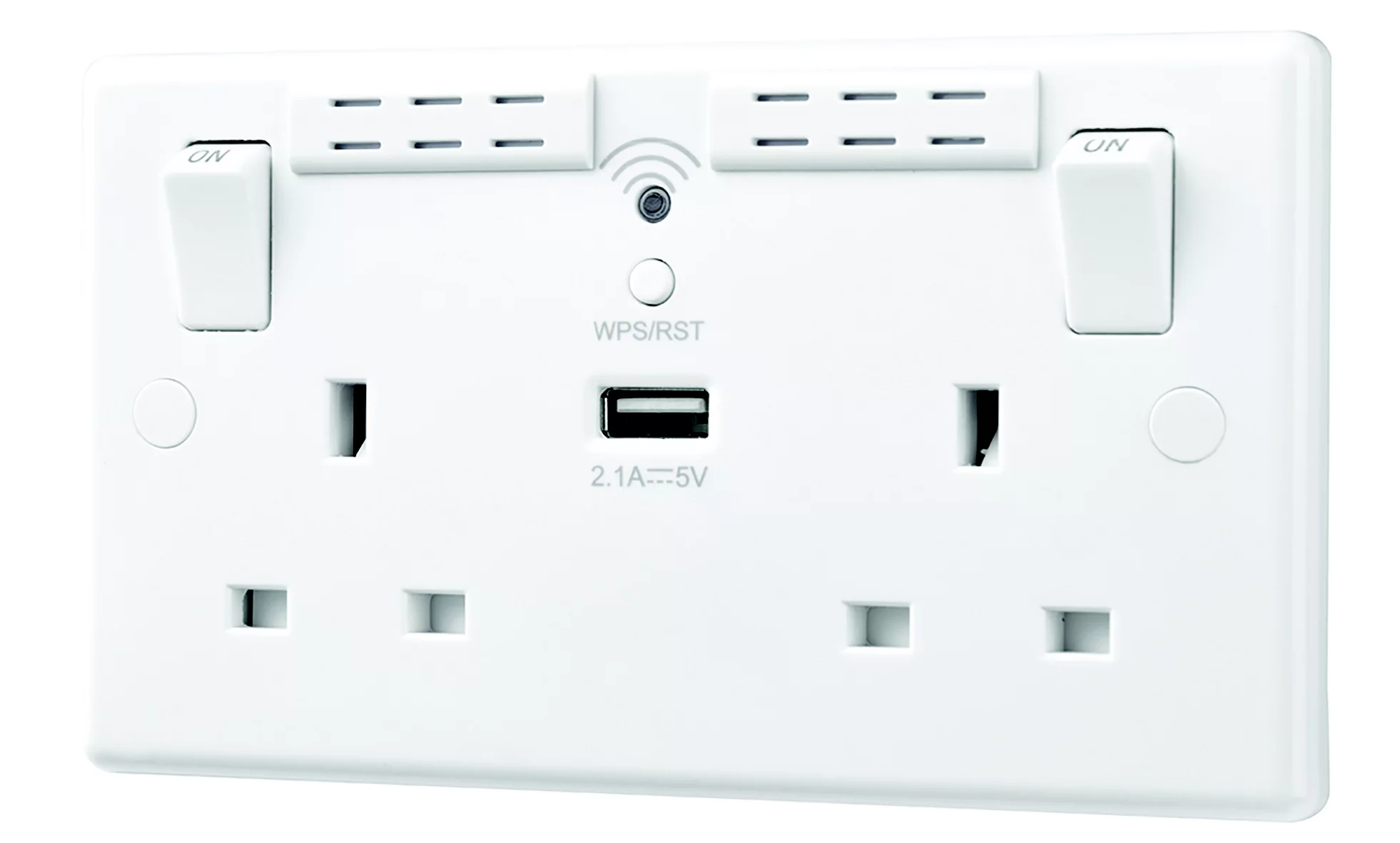LAP White 13A Raised Slim Switched Double WiFi Extender Socket With USB 3 LAP White 13A Raised Slim Switched Double WiFi Extender Socket With USB