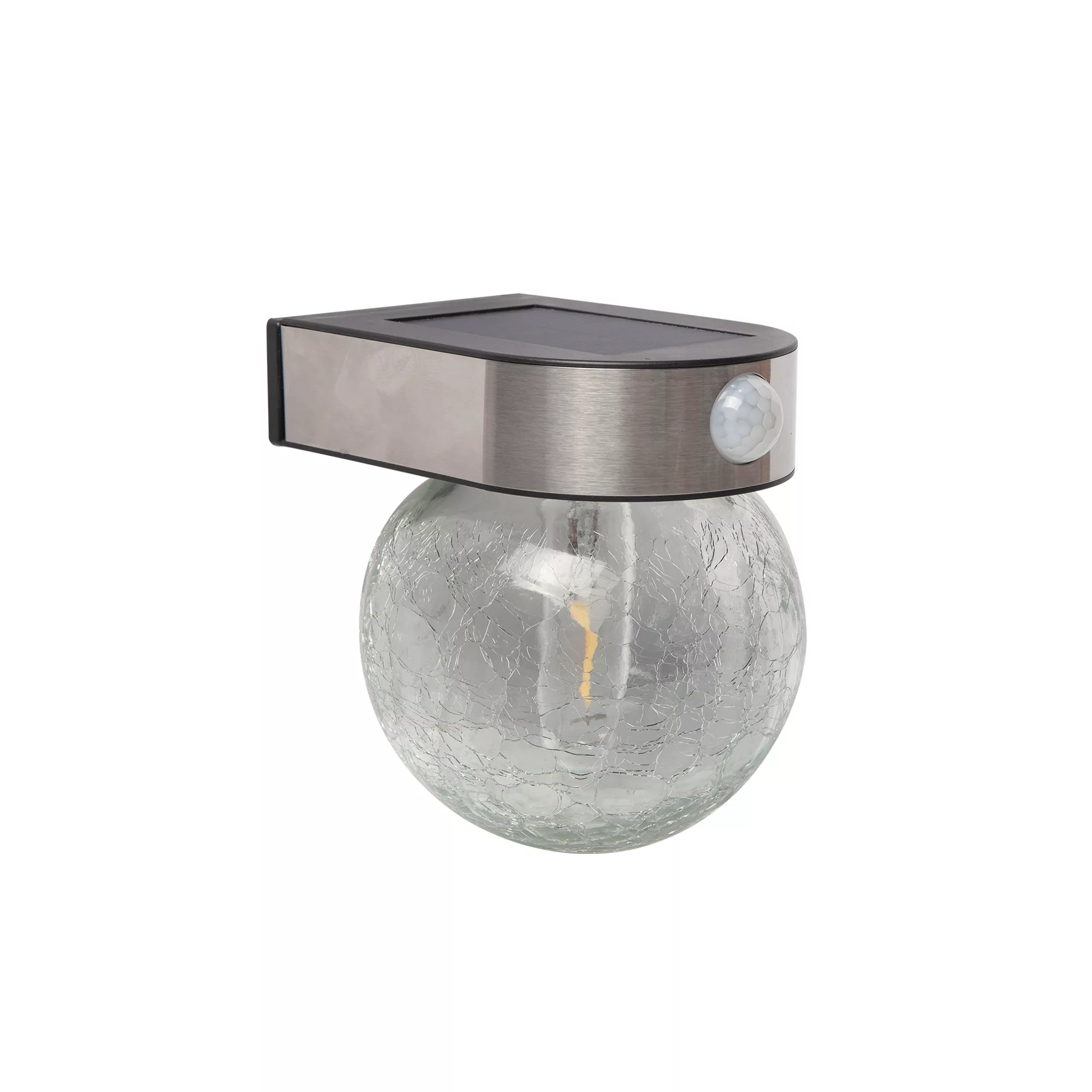 Longny Crackle Glass Ball Adjustable Brushed Black & Clear Silver Effect Solar-powered Integrated LED PIR Motion Sensor Outdoor Wall Light 5 Longny Crackle Glass Ball Adjustable Brushed Black & Clear Silver Effect Solar-powered Integrated LED PIR Motion Sensor Outdoor Wall Light - Image 3