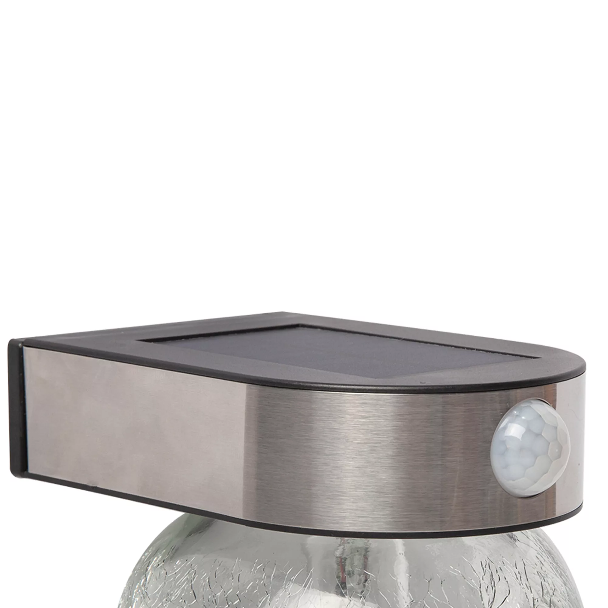 Longny Crackle Glass Ball Adjustable Brushed Black & Clear Silver Effect Solar-powered Integrated LED PIR Motion Sensor Outdoor Wall Light 6 Longny Crackle Glass Ball Adjustable Brushed Black & Clear Silver Effect Solar-powered Integrated LED PIR Motion Sensor Outdoor Wall Light - Image 4