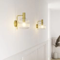 Lybia Satin Brass Effect Wired Wall Light