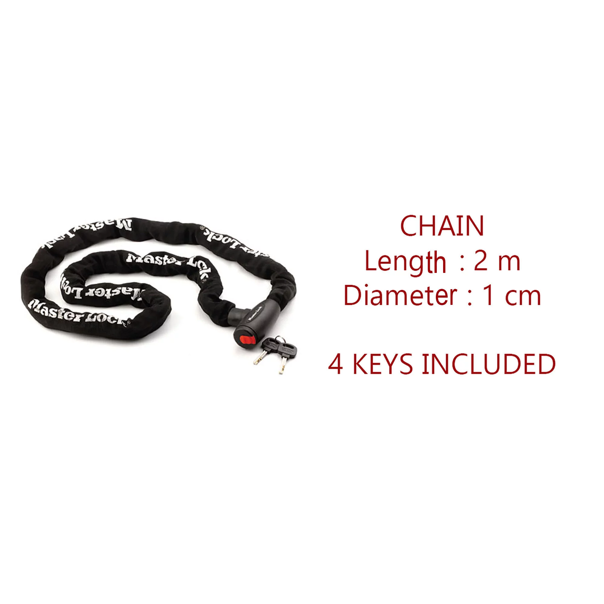 Master Lock Black Steel Bike & Motorbike Security Chain, (L)2m (Dia)10mm 6 Master Lock Black Steel Bike & Motorbike Security Chain, (L)2m (Dia)10mm - Image 5
