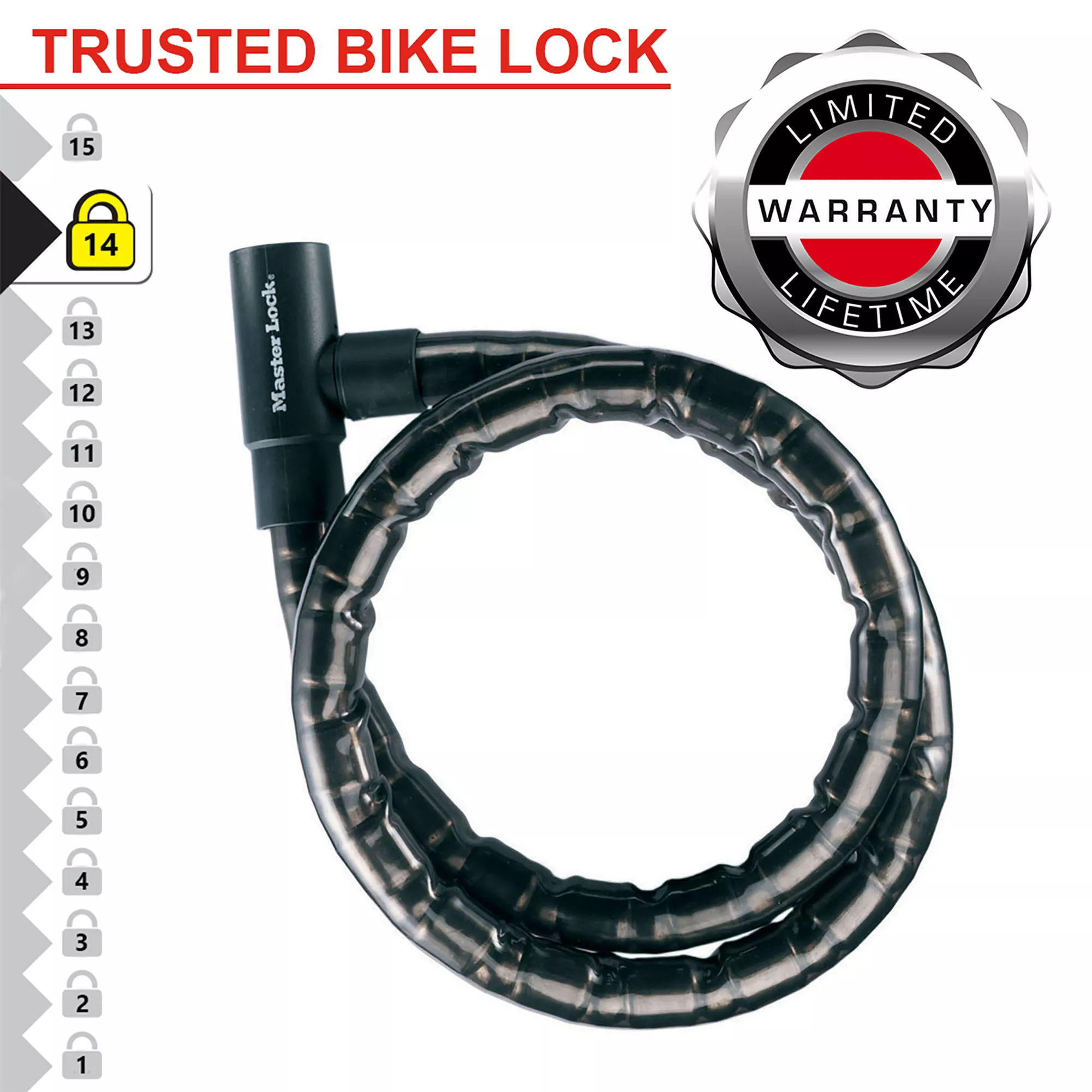 Master Lock Black Steel Motorbike Cable Lock (L)2m 6 Master Lock Black Steel Motorbike Cable Lock (L)2m - Image 4