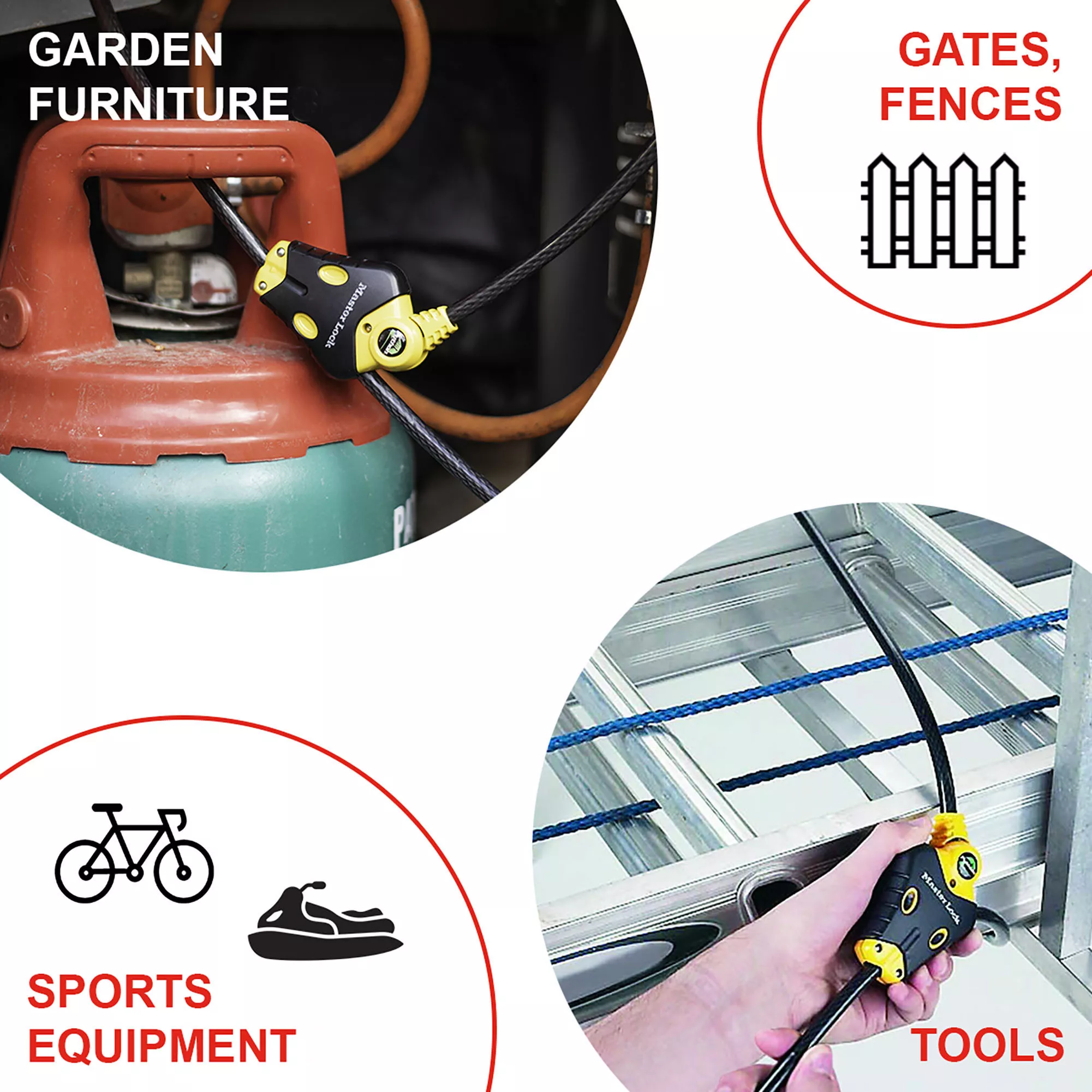 Master Lock Python Black & Yellow Braided Steel Bike & Motorbike Cable Lock (L)1.8m 5 Master Lock Python Black & Yellow Braided Steel Bike & Motorbike Cable Lock (L)1.8m - Image 3