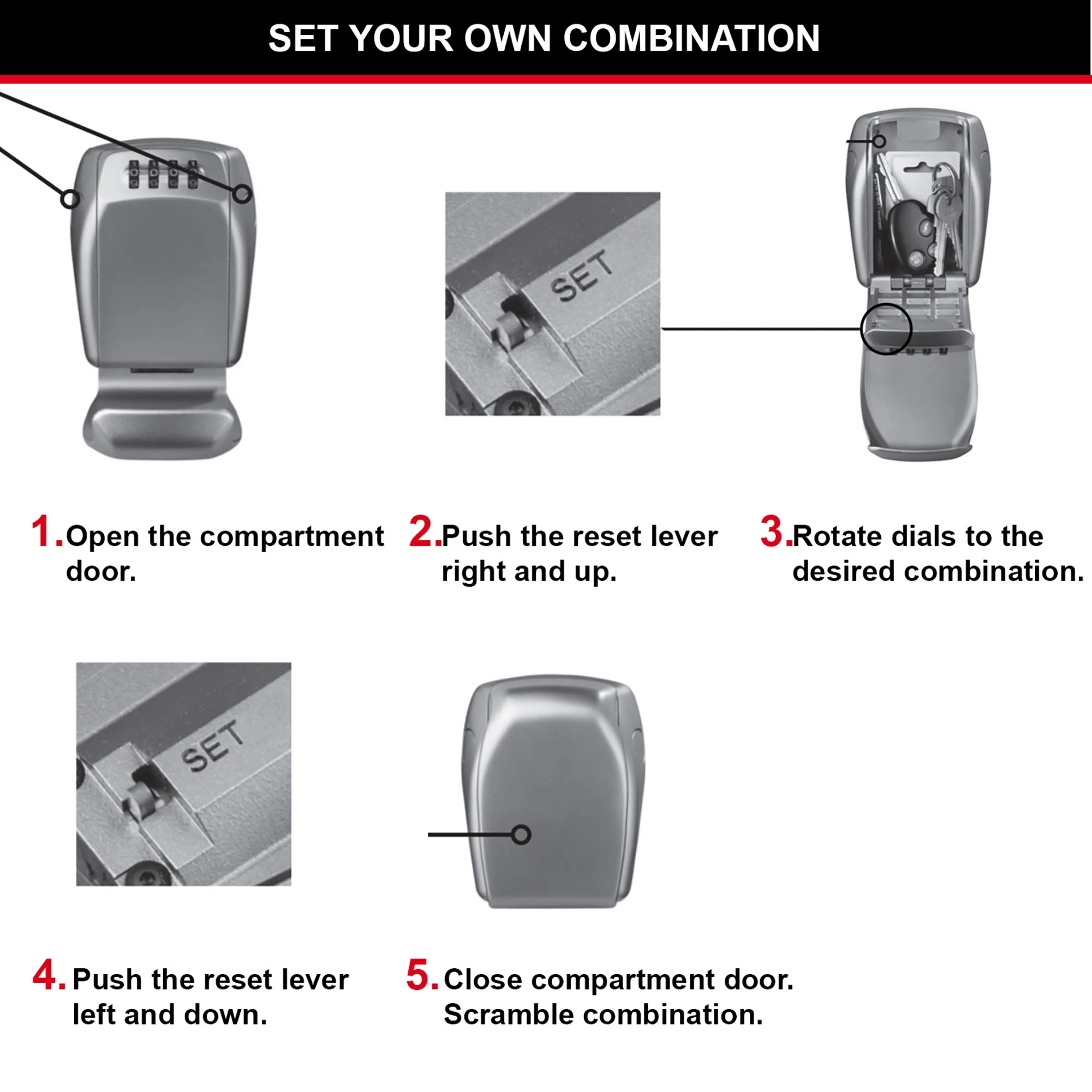 Master Lock Reinforced Security 4 Digit Wall-mounted External Combination Key Safe 11 Master Lock Reinforced Security 4 Digit Wall-mounted External Combination Key Safe - Image 9