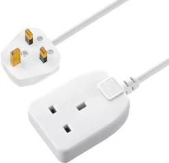 Masterplug 1 Socket 13A White Extension Lead, 8m