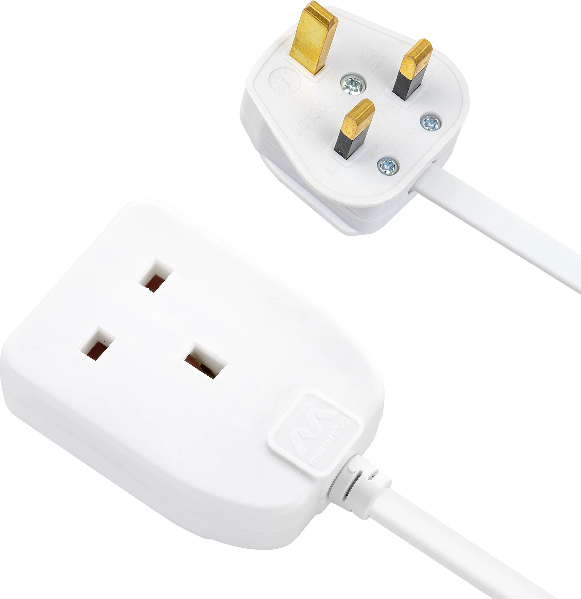 Masterplug 1 Socket 13A White Extension Lead, 8m 7 Masterplug 1 Socket 13A White Extension Lead, 8m - Image 5