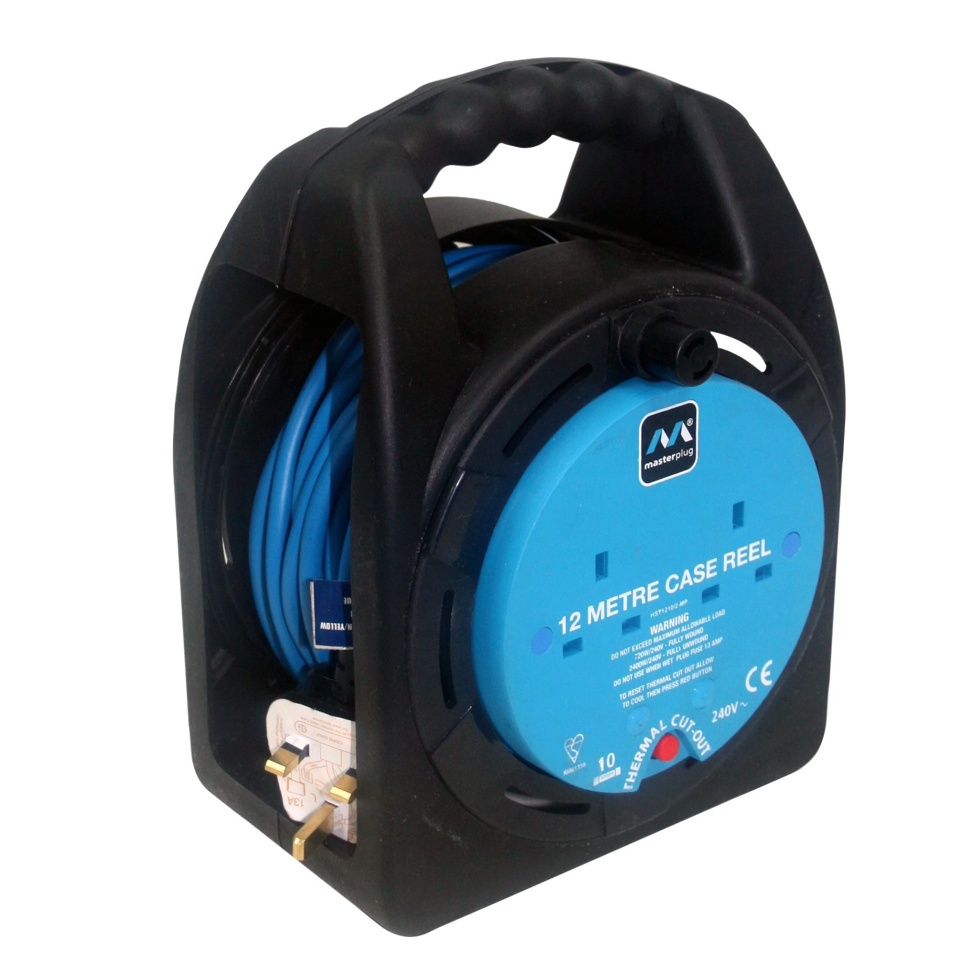 Masterplug 2 Socket Black Outdoor Cable Reel, 12m 3 Masterplug 2 Socket Black Outdoor Cable Reel, 12m
