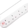 Masterplug 4 Socket 13A Surge Protected White Extension Lead, 2m, Pack Of 2 2 Masterplug 4 Socket 13A Surge Protected White Extension Lead, 2m, Pack Of 2 -Professional Electrical Lighting Store masterplug 4 socket 13a surge protected white extension lead 2m pack of 25015056661919 01c bq