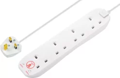 Masterplug 4 Socket 13A Surge Protected White Extension Lead, 2m, Pack Of 2