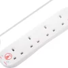 Masterplug 4 Socket 13A Surge Protected White Extension Lead, 4m 1 Masterplug 4 Socket 13A Surge Protected White Extension Lead, 4m -Professional Electrical Lighting Store masterplug 4 socket 13a surge protected white extension lead 4m5015056663814 01c bq