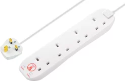 Masterplug 4 Socket 13A Surge Protected White Extension Lead, 4m