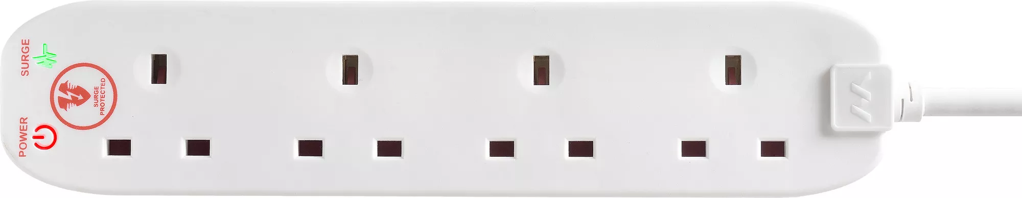 Masterplug 4 Socket 13A Surge Protected White Extension Lead, 4m 4 Masterplug 4 Socket 13A Surge Protected White Extension Lead, 4m - Image 2