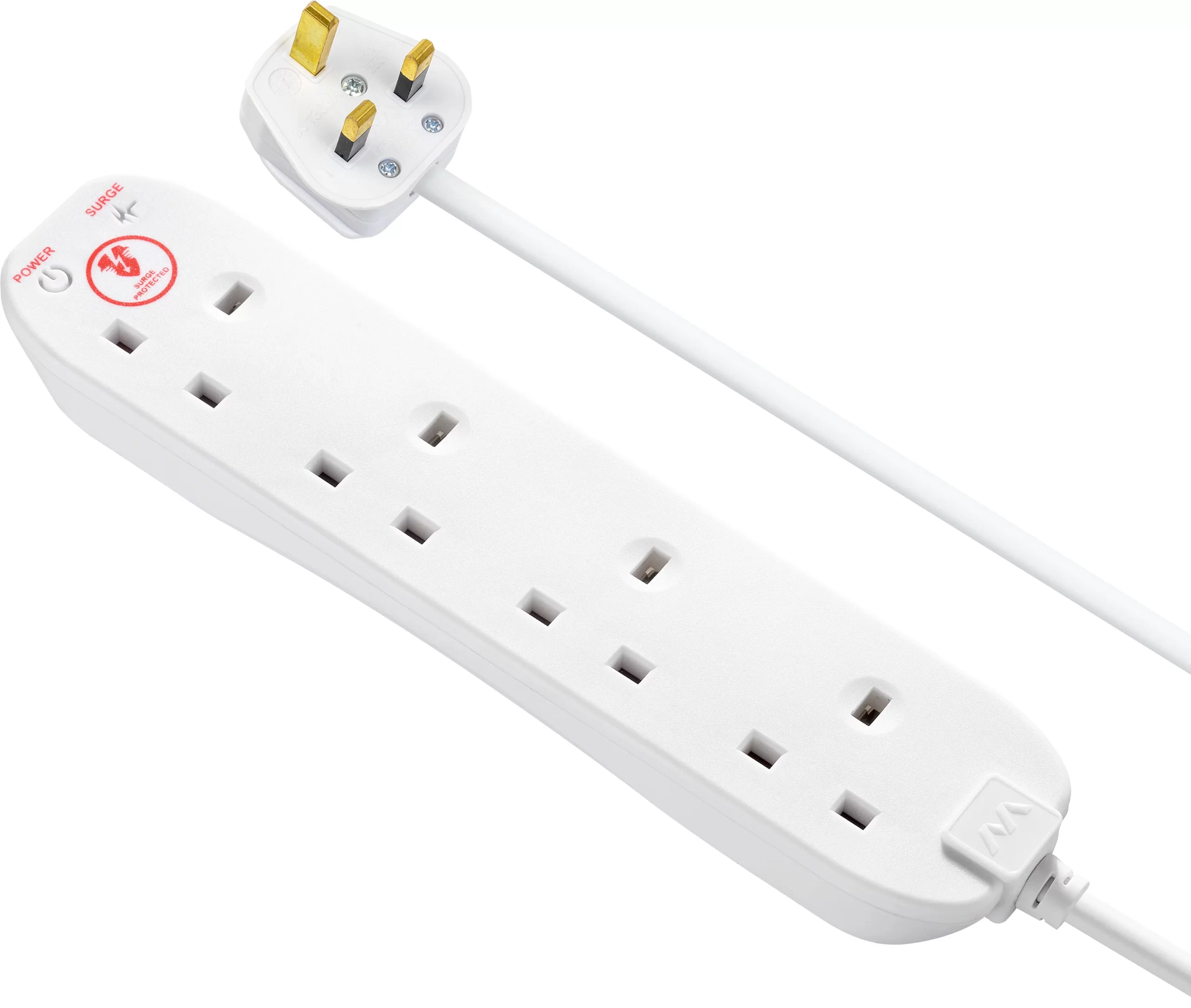 Masterplug 4 Socket 13A Surge Protected White Extension Lead, 4m 7 Masterplug 4 Socket 13A Surge Protected White Extension Lead, 4m - Image 5